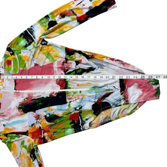 NORMA KAMALI RASHGUARD BODYSUIT WATERMELON SPLASH SIZE L ARTSY COLORFUL ZIP - Picture 8 of 8